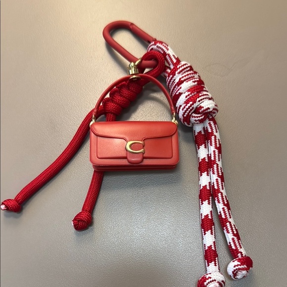 NWOT 2025 Coach Tabby Lunar Bag Charm Red Key Ring - Picture 1 of 3